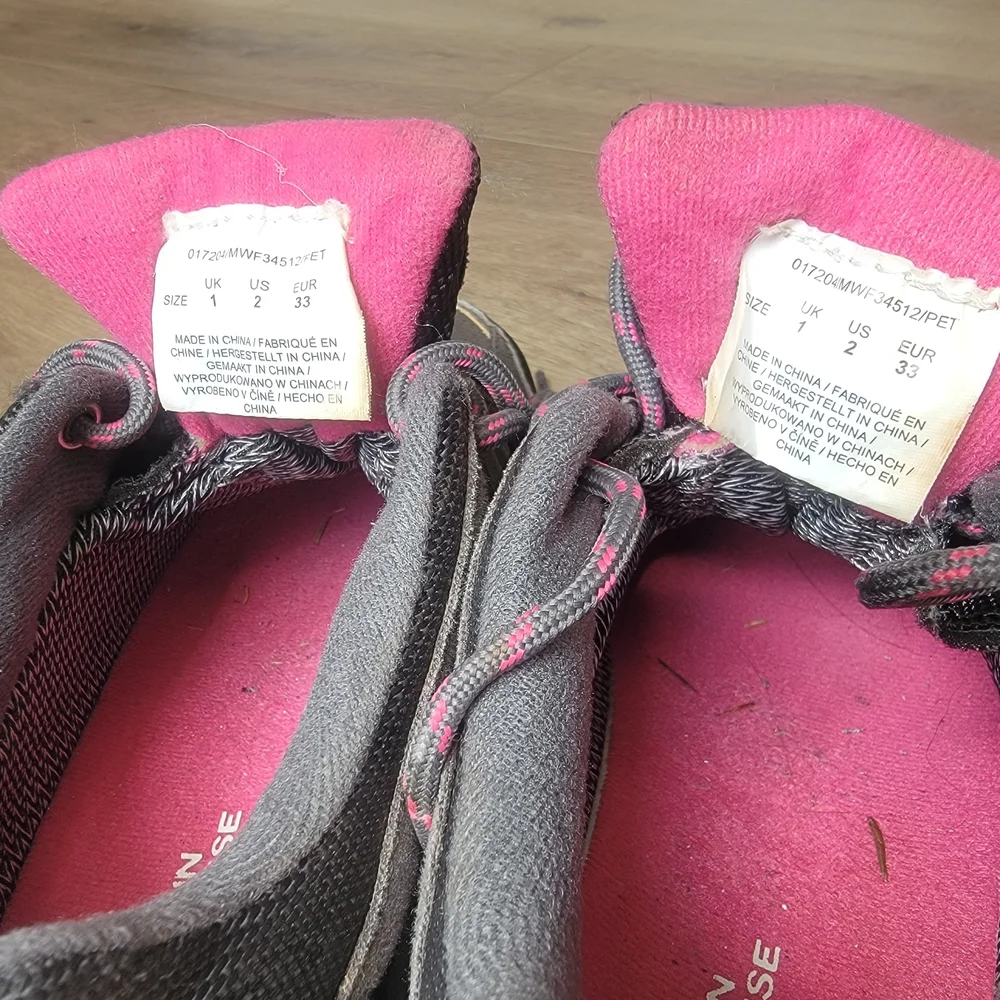 Mountain Warehouse Kids Girls Stampede Waterproof Hiking Shoes Grey Pink US Sz 2